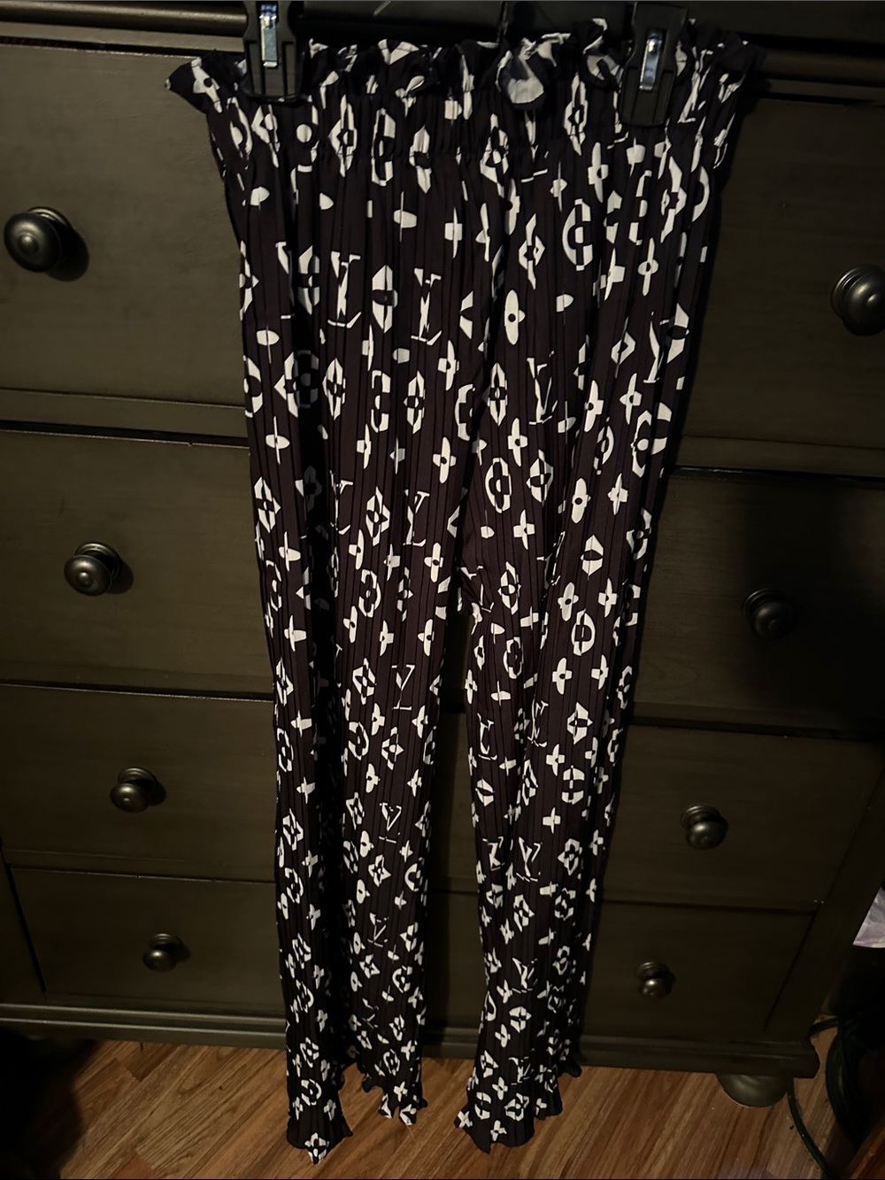 Black & White Printed Wide-Leg Palazzo Pants